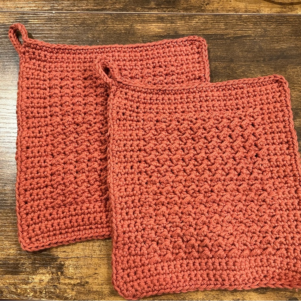 Crochet Copper Pot Holders Dish Cloth